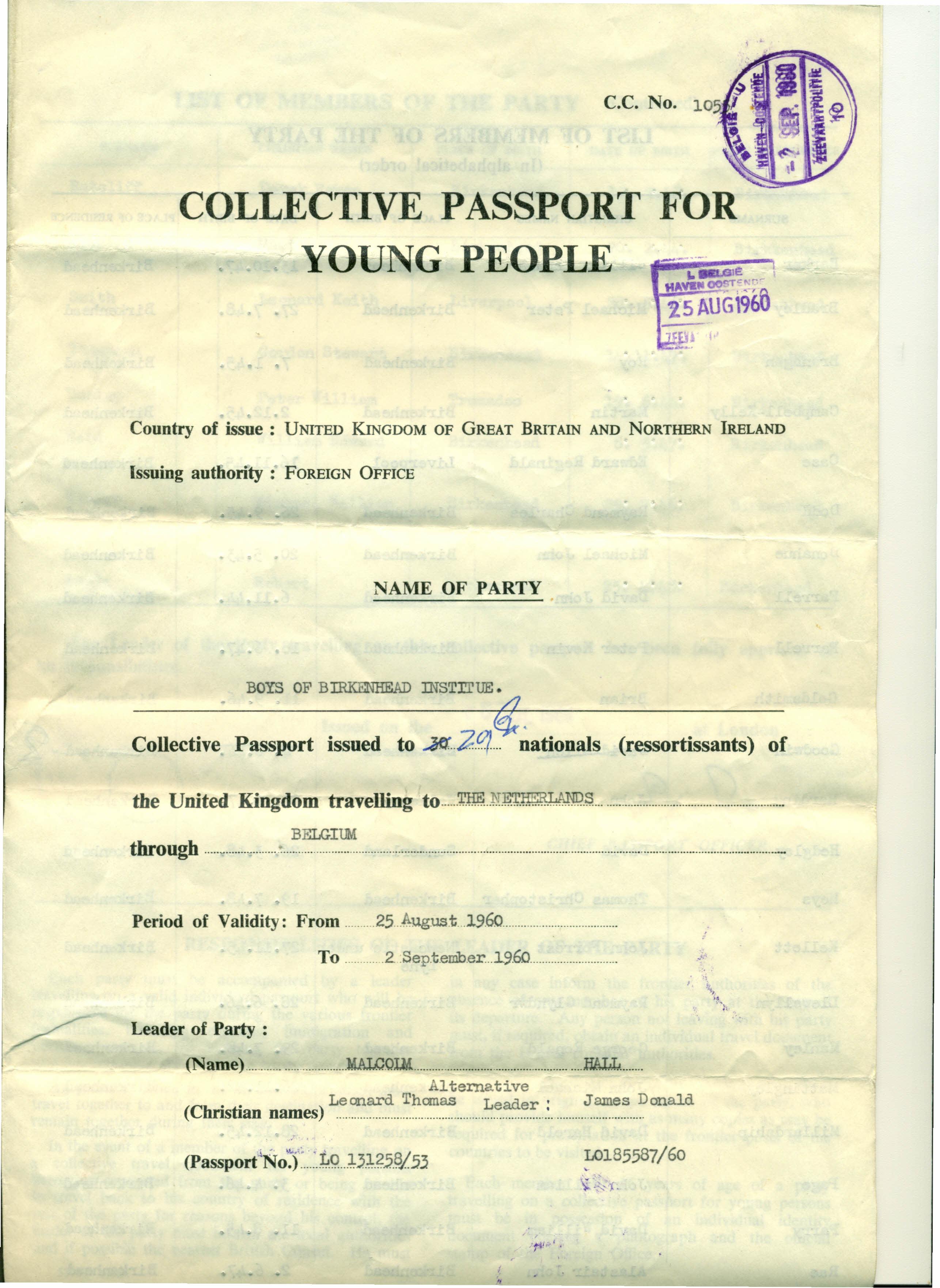 Collective Passport for 1960 Netherlands