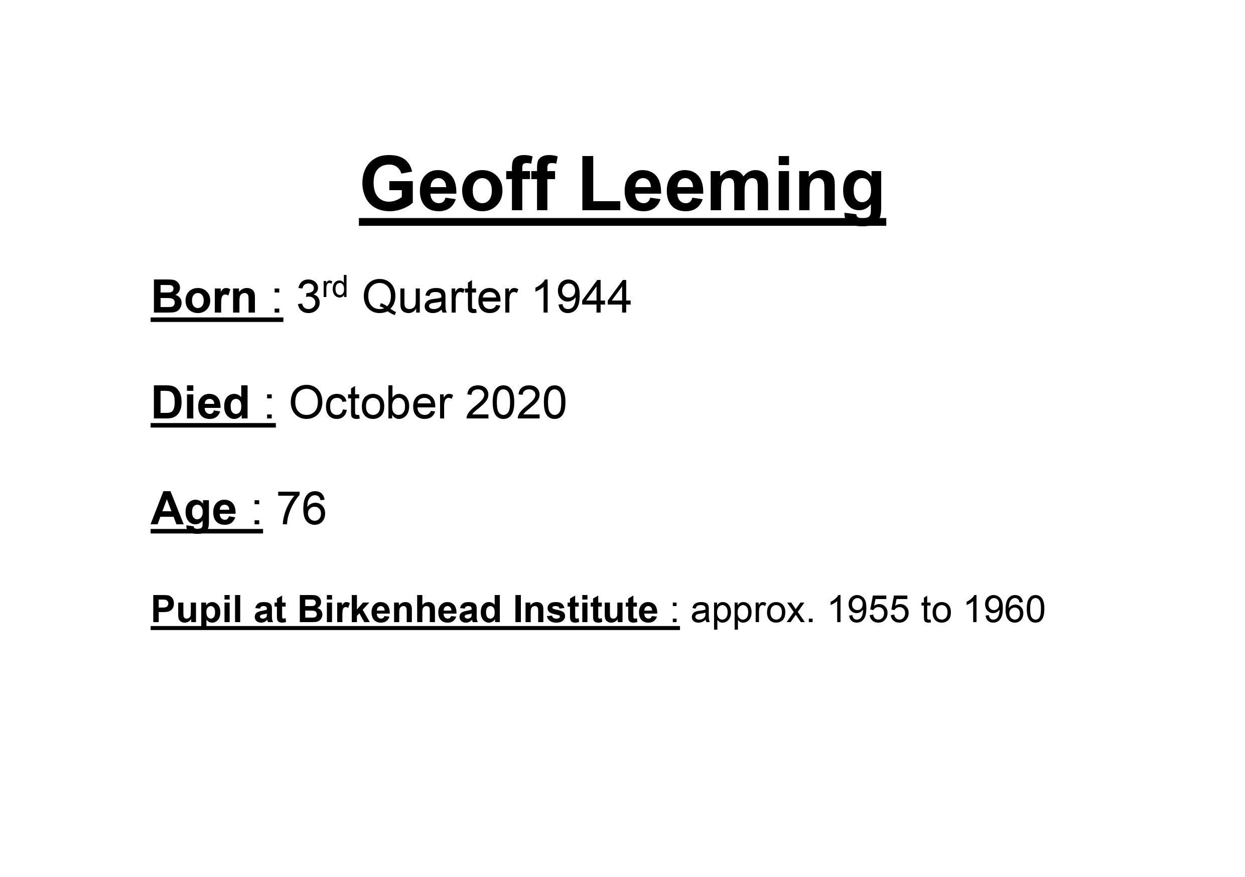 Geoff Leeming