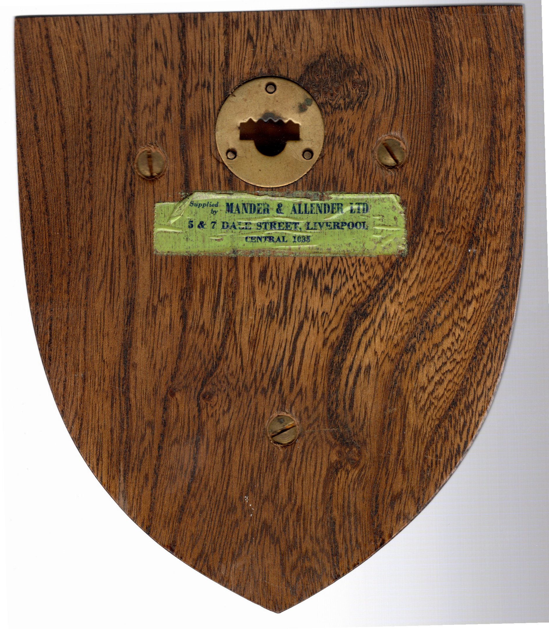 Photograph of School Wooden Shield - Rear Photograph of Photograph of School Wooden Shield - Rear