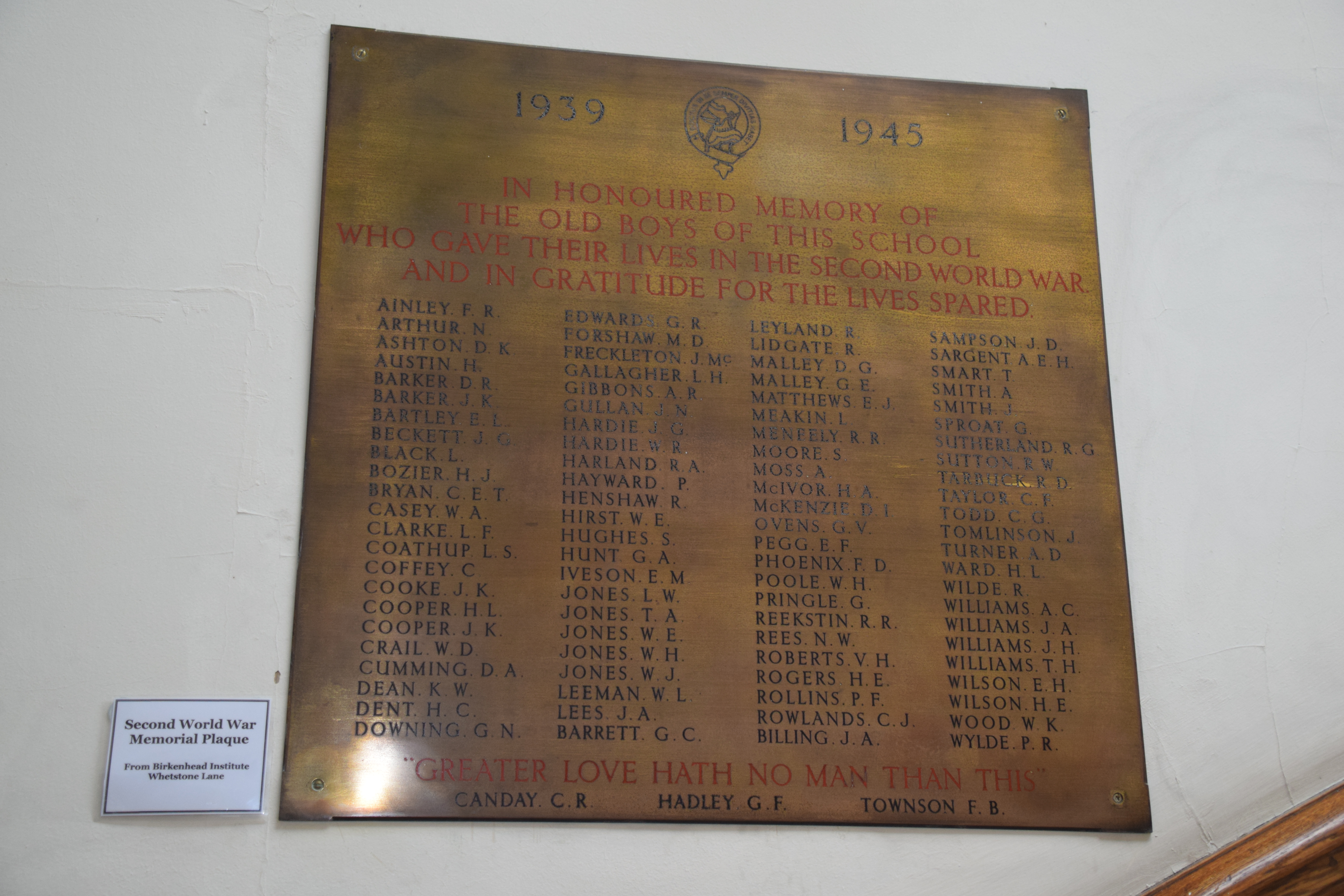 WW1 Memorial Plaque