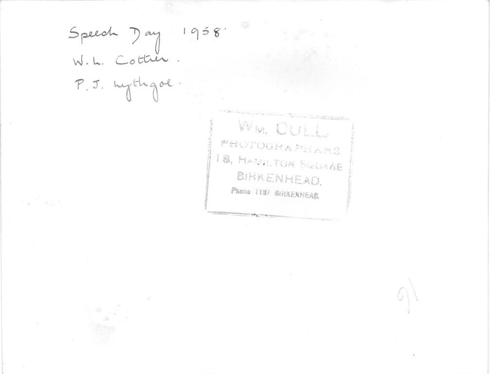 Photograph of School Speech Day 1958, Birkenhead Town Hall