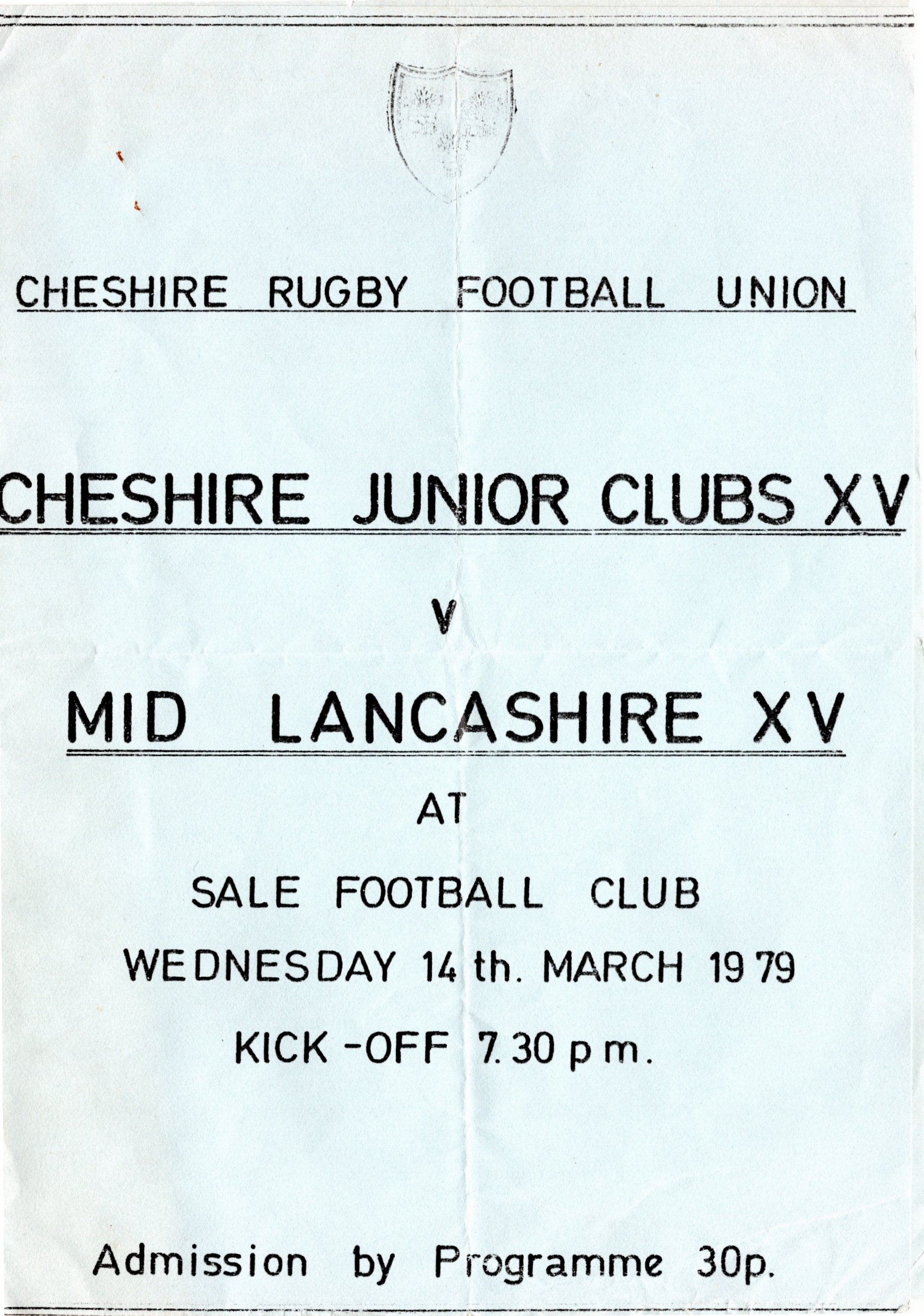 Old Instonians RUFC, 1979 Cheshire RFU, Cheshire Junior Clubs v Mid Lancs
