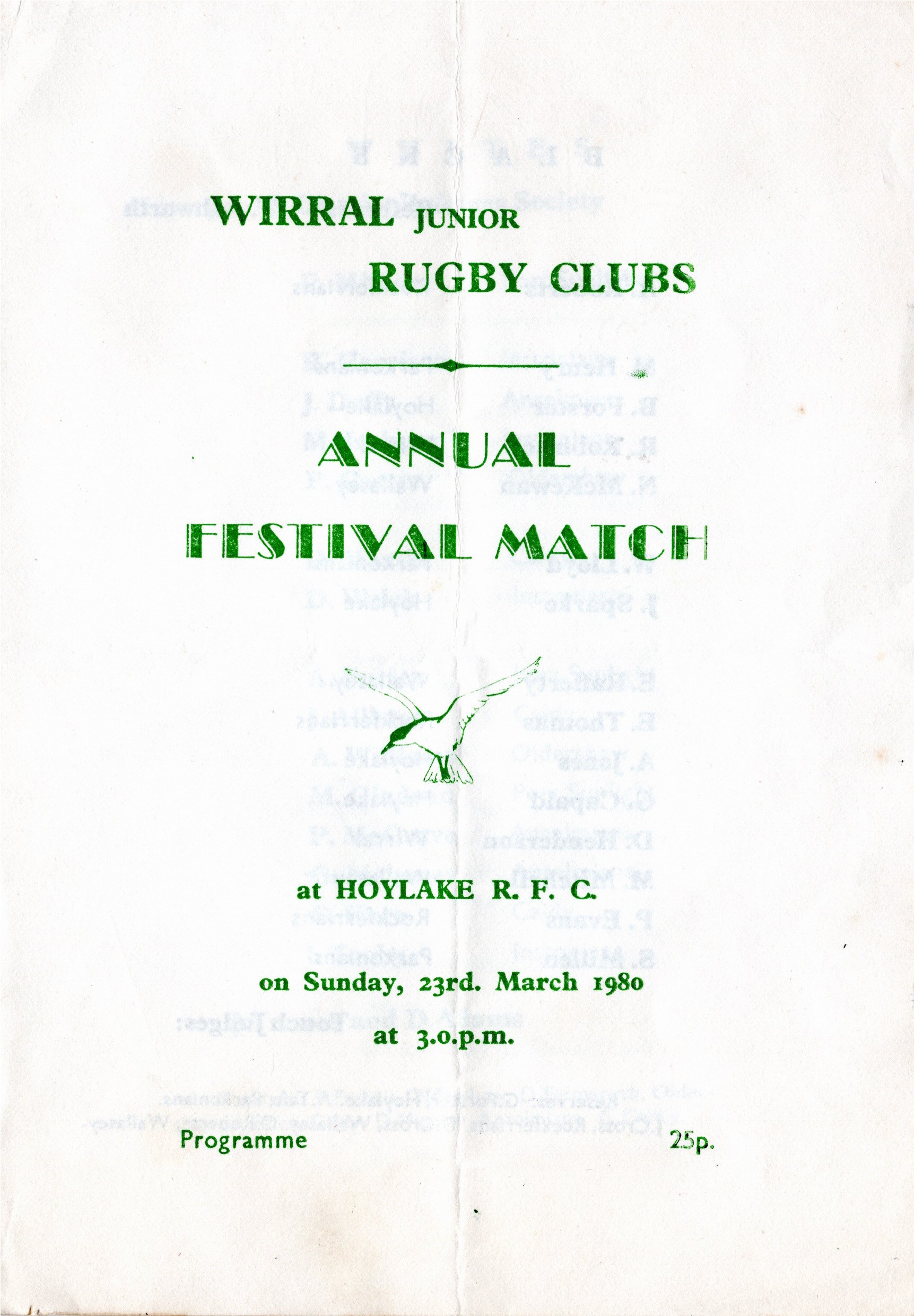 Old Instonians RUFC, Wirral Junior Rugby Clubs, Annual Festival Match